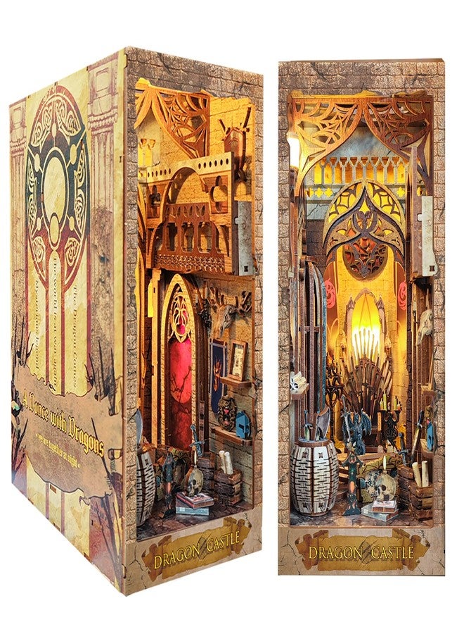 Spilay DIY Dollhouse Miniature Book Nook Assemble Kit,3D Wooden Puzzle Bookshelf Insert Decor with LED, Bookends Model Build-Creativity Kit for Adults Women Birthday Gift SQ08 - Image 1